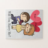 かわいいかわいいカップルの結婚の提案 ジグソーパズル (横)