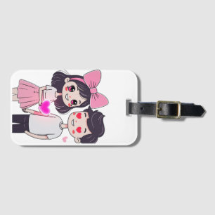 かわいいかわいいカップルドールイラストレーション ラゲッジタグ