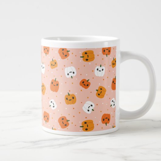 かわいいかわいいカボチャ顔パターン ジャンボコーヒーマグカップ (右)