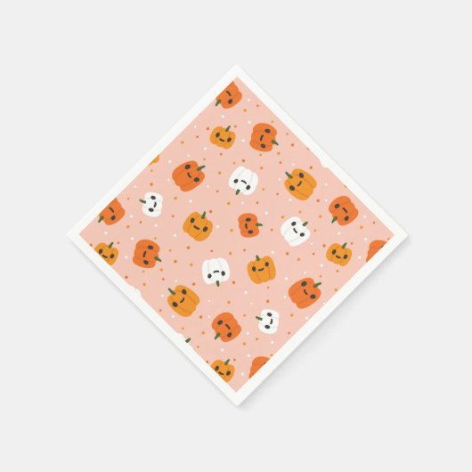 かわいいかわいいカボチャ顔パターン スタンダードカクテルナプキン (角)