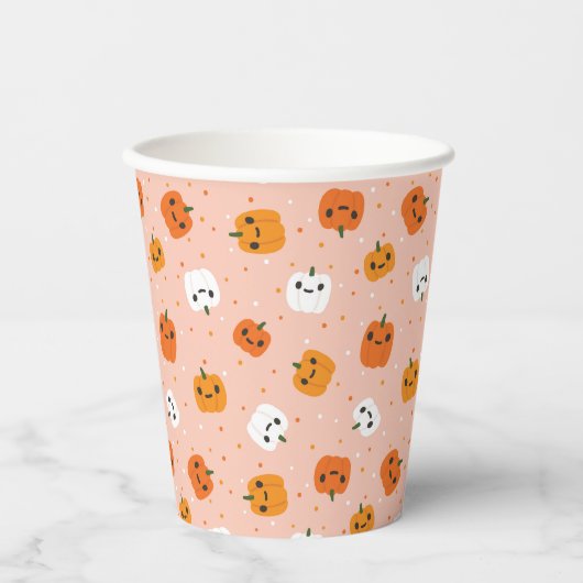 かわいいかわいいカボチャ顔パターン 紙コップ (正面)