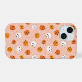 かわいいかわいいカボチャ顔パターン iPhone 15ケース (裏面横)