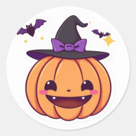 かわいいかわいいカボチャ魔女ハロウィンステッカー ラウンドシール