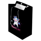 かわいいかわいいカラフルレインボーユニコーンハッピーガール ミディアムペーパーバッグ (正面アングル)