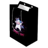 かわいいかわいいカラフルレインボーユニコーンハッピーガール ミディアムペーパーバッグ (裏面アングル)