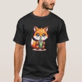 かわいいかわいいキツネとバブルティーパーソナライズされた Tシャツ (正面)
