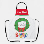 かわいいかわいいキティ猫クリスマスシーズンの喜び エプロン (正面)