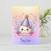 かわいいかわいいキティ猫誕生日グリーティングカード (スタンド正面)