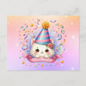 かわいいかわいいキティ猫誕生日グリーティングポストカード ポストカード (正面)