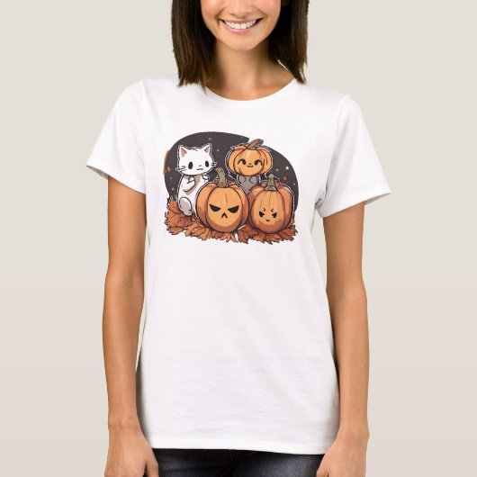かわいいかわいいキャットハロウィンデザイン Tシャツ (正面)
