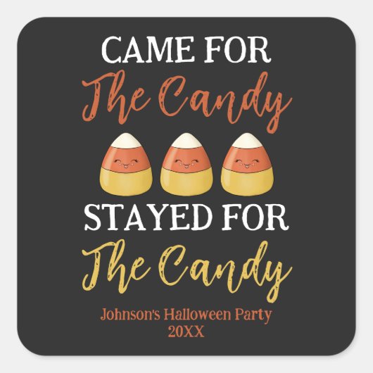 かわいいかわいいキャンディコーンハロウィンコスチュームパーティー スクエアシール (正面)