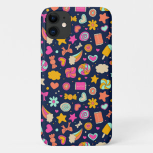 かわいいかわいいキャンディハートinハッピーピンク&ネイビー iPhone 11 ケース