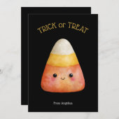 かわいいかわいいキャンディーコーンキッドハロウィーンカード 招待状 (正面/裏面)