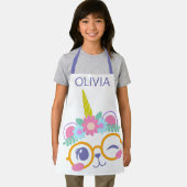 かわいいかわいいクマ一角獣顔とフラワークラウン エプロン (インサイチュ)