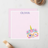 かわいいかわいいクマ一角獣顔とフラワークラウン ノートカード (正面/裏面インサイチュ)