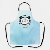 かわいいかわいいクマ顔-かわいいミニマリストラインアート エプロン (正面)