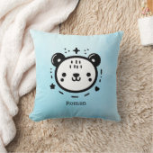 かわいいかわいいクマ顔-かわいいミニマリストラインアート クッション (ブランケット)