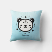 かわいいかわいいクマ顔-かわいいミニマリストラインアート クッション (裏面)