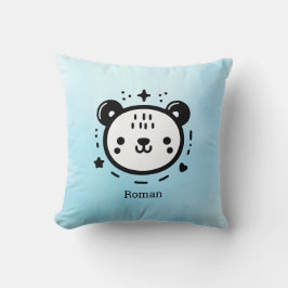 かわいいかわいいクマ顔-かわいいミニマリストラインアート クッション