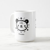 かわいいかわいいクマ顔-かわいいミニマリストラインアート コーヒーマグカップ (正面左)