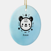 かわいいかわいいクマ顔-かわいいミニマリストラインアート セラミックオーナメント (右)