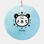 かわいいかわいいクマ顔-かわいいミニマリストラインアート セラミックオーナメント (裏面)