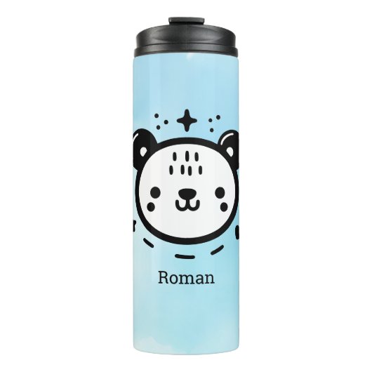 かわいいかわいいクマ顔-かわいいミニマリストラインアート タンブラー (正面)