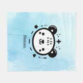 かわいいかわいいクマ顔-かわいいミニマリストラインアート フリースブランケット (正面(横))