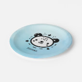 かわいいかわいいクマ顔-かわいいミニマリストラインアート ペーパープレート (アングル)