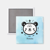 かわいいかわいいクマ顔-かわいいミニマリストラインアート マグネット (正面/裏面)