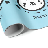 かわいいかわいいクマ顔-かわいいミニマリストラインアート ラッピングペーパー (ロールコーナー)