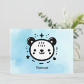 かわいいかわいいクマ顔-かわいいミニマリストラインアート 招待状 (スタンド正面)