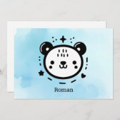 かわいいかわいいクマ顔-かわいいミニマリストラインアート 招待状 (正面/裏面)