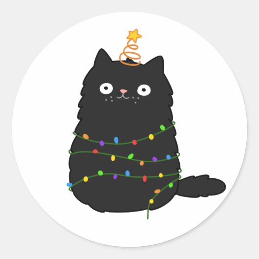 かわいいかわいいクリスマスキャット ラウンドシール (正面)