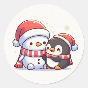 かわいいかわいいクリスマスステッカー ラウンドシール