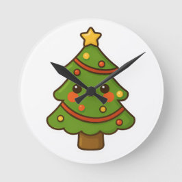 かわいいかわいいクリスマスツリー ラウンド壁時計