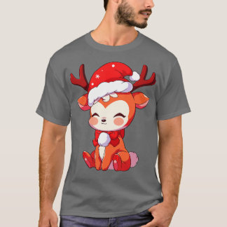 かわいいかわいいクリスマストナカイin santa hat 1 tシャツ