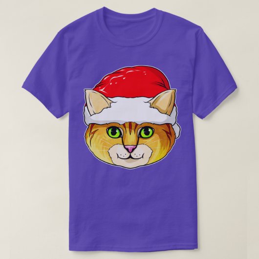 かわいいかわいいクリスマス猫とサンタ帽子Chri Tシャツ (デザイン正面)