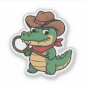 かわいいかわいいグリーンアリゲーターカウボーイハット&ラッソー シール (正面)