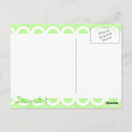 かわいいかわいいグリーンライムバニー誕生日カード ポストカード (裏面)