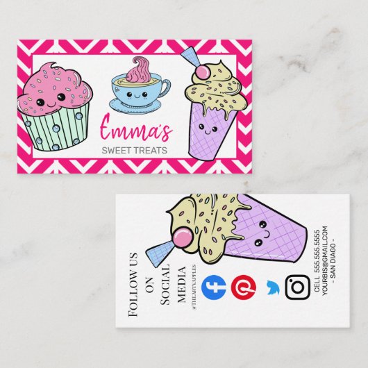 かわいいかわいいケーキ屋喫茶カフェティールーム 名刺 (正面/裏面)