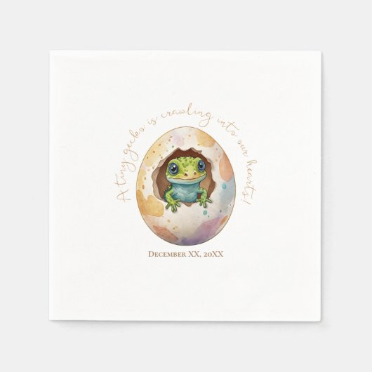 かわいいかわいいゲッコリザードエッグベビーシャワー スタンダードカクテルナプキン (正面)