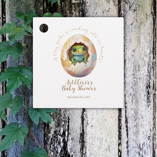 かわいいかわいいゲッコリザードエッグベビーシャワー フェイバータグ