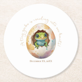 かわいいかわいいゲッコリザードエッグベビーシャワー ラウンドペーパーコースター