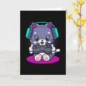 かわいいかわいいゲーム猫マンガ子猫ゲーマー カード (黄色い花)