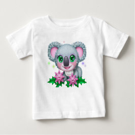 かわいいかわいいコアラクマ花つき ベビーTシャツ