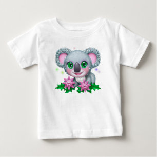 かわいいかわいいコアラクマ花つき ベビーTシャツ
