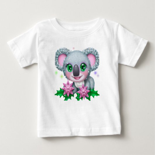 かわいいかわいいコアラクマ花つき ベビーTシャツ (正面)