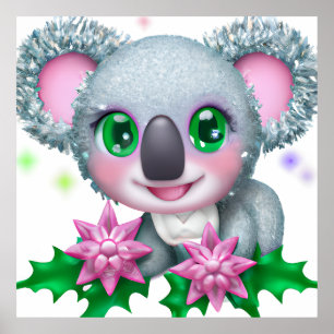 かわいいかわいいコアラクマ花つき ポスター