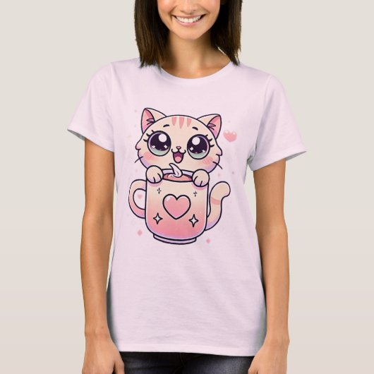 かわいいかわいいコーヒー猫好きTシャツ Tシャツ (正面)